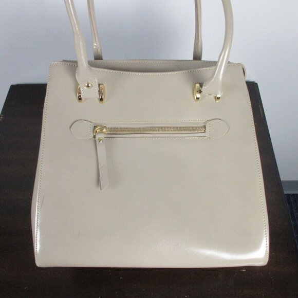 Gilda Tonelli Made in Italy Glittery Tote Bag Cream Glossy Purse Leather 980 - Picture 2 of 14